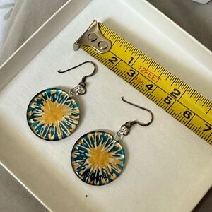 Yellow and Blue Dangle Earrings